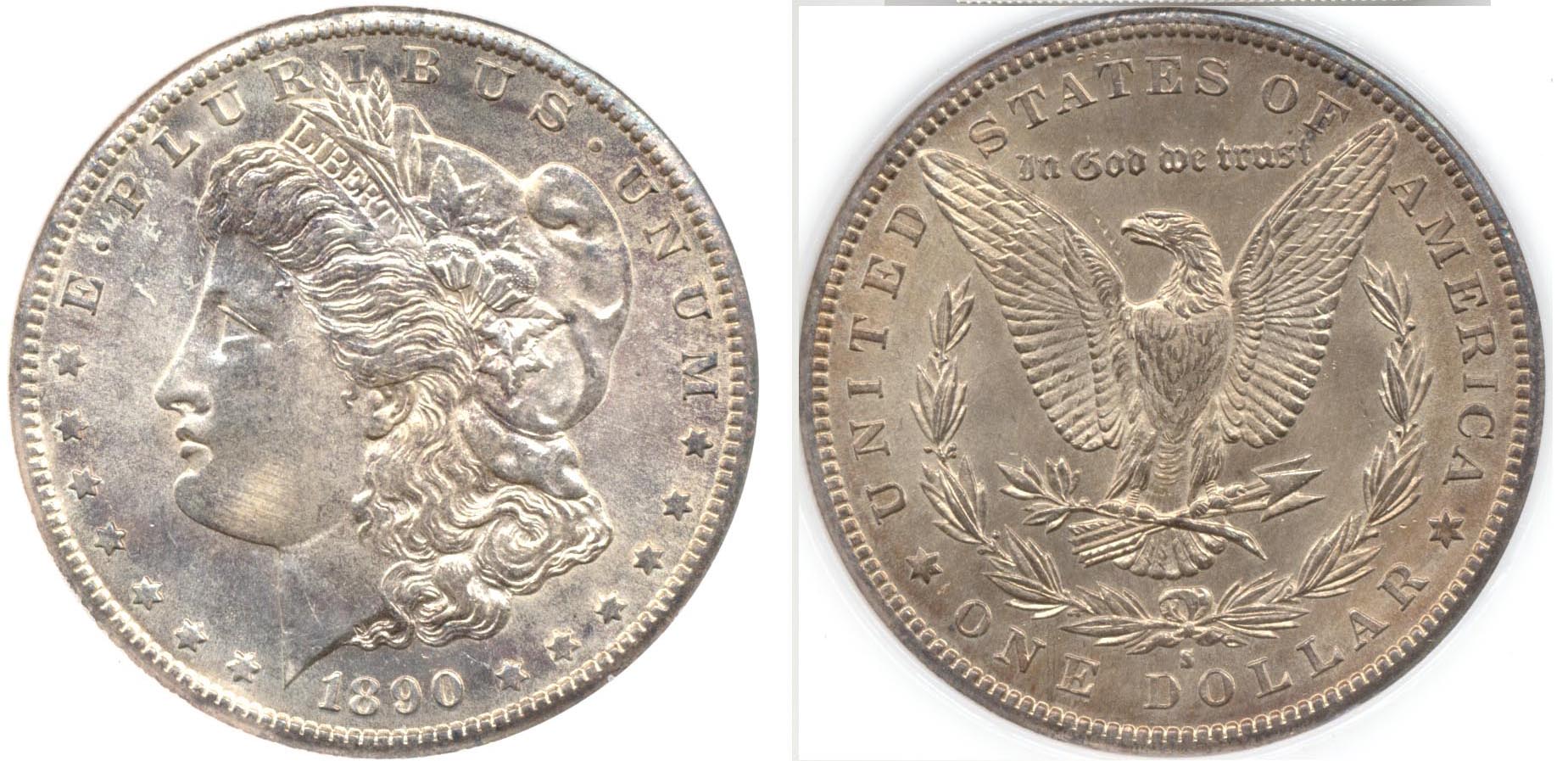 1890-S Morgan Silver Dollar PCI MS-64