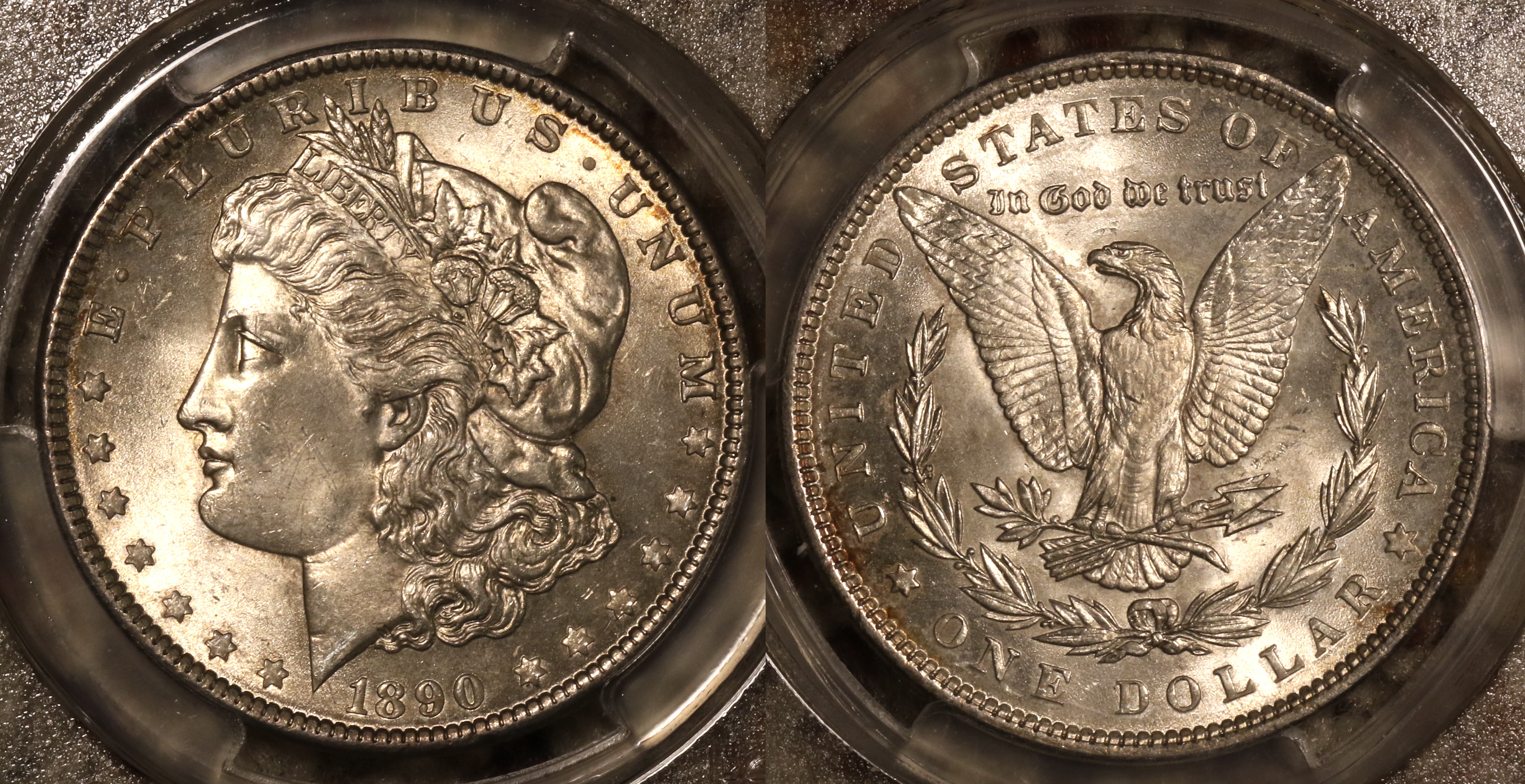 1890 Morgan Silver Dollar PCGS MS-64 camera