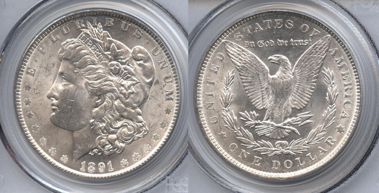 1891 Morgan Silver Dollar PCGS MS-62 #a small