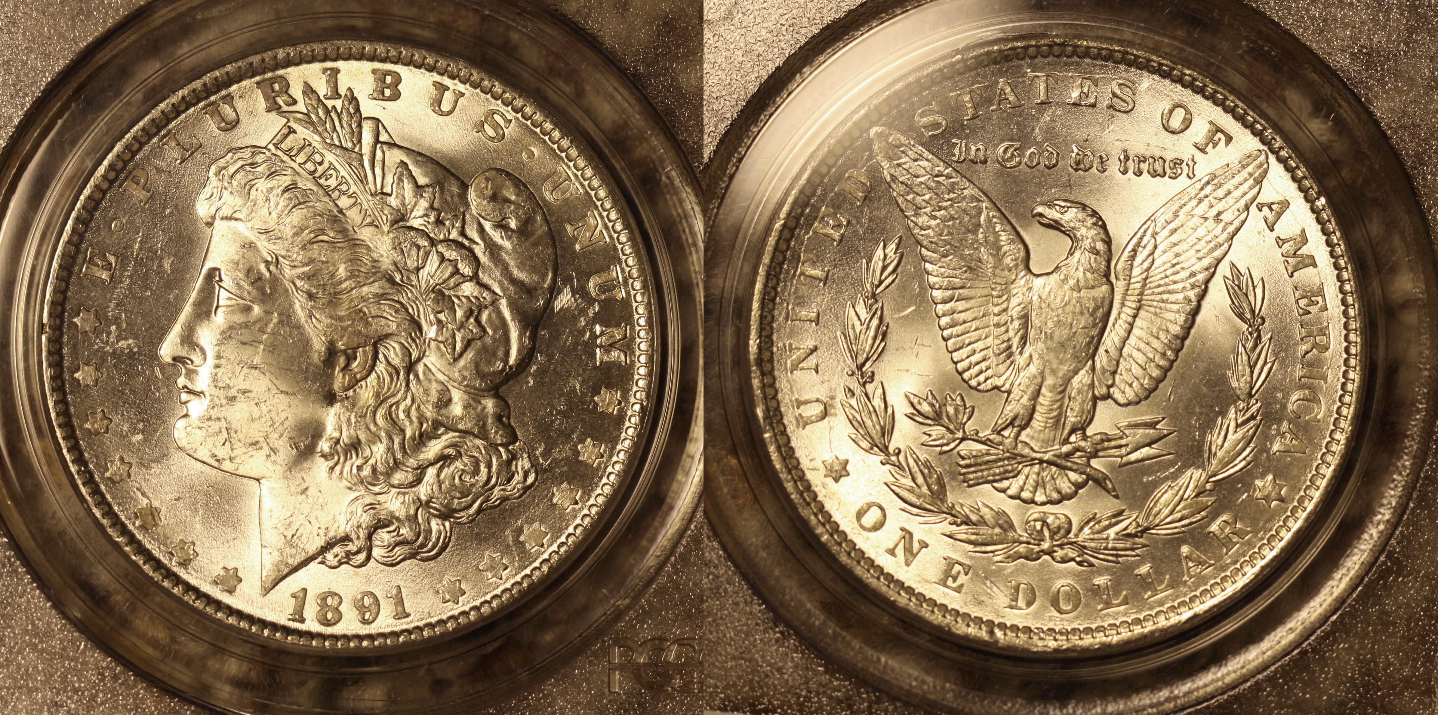 1891 Morgan Silver Dollar PCGS MS-62 #a camera