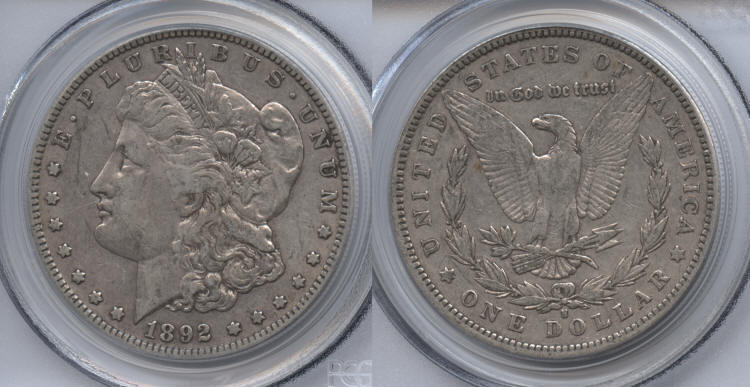 1892-S Morgan Silver Dollar PCGS EF-40 small