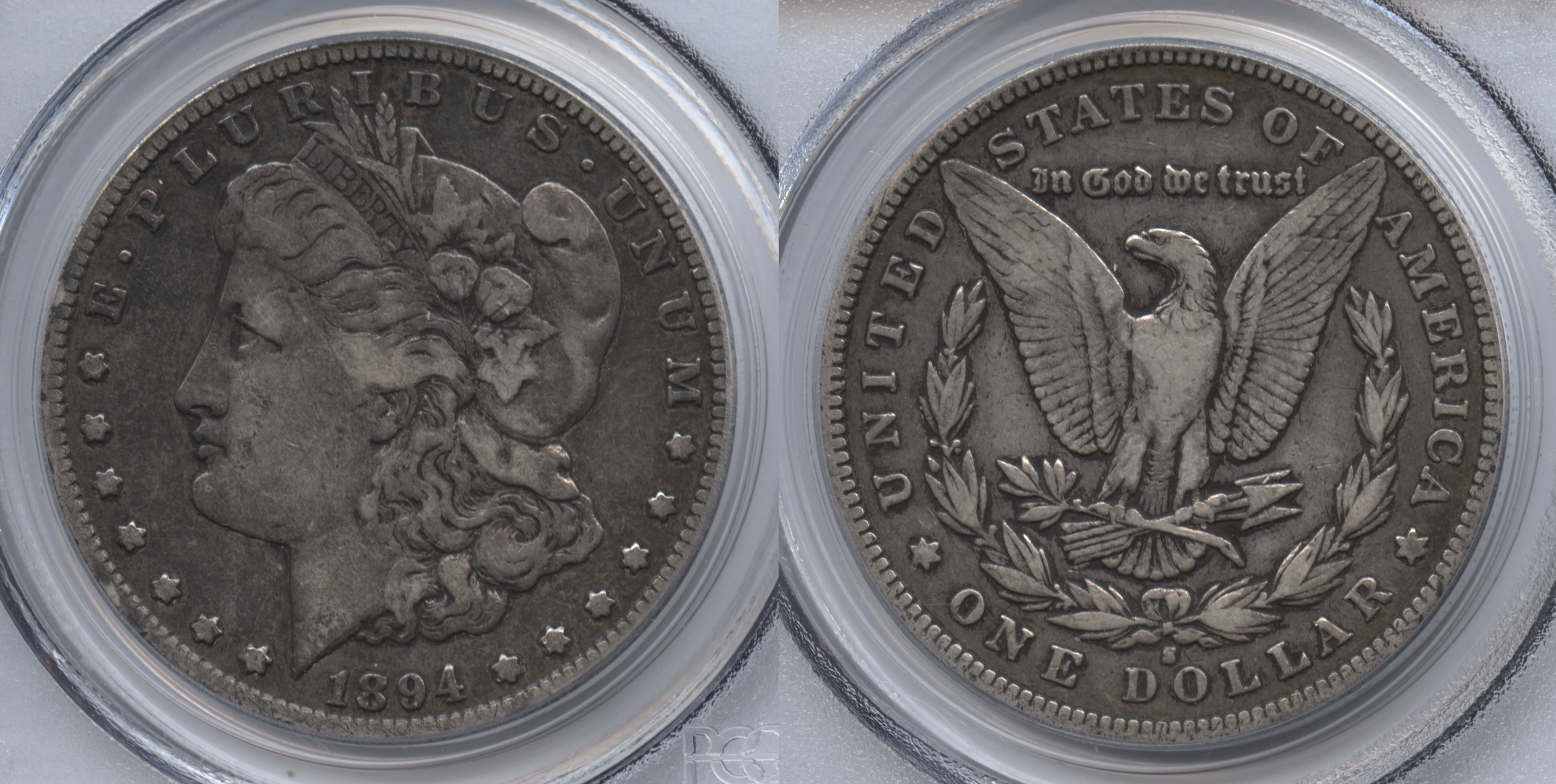 1894-S Morgan Silver Dollar PCGS VF-25 VAM-2, S Tilted and Set Right