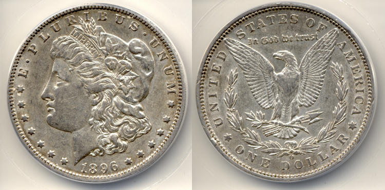 1896-O Morgan Silver Dollar ANACS AU-50 small