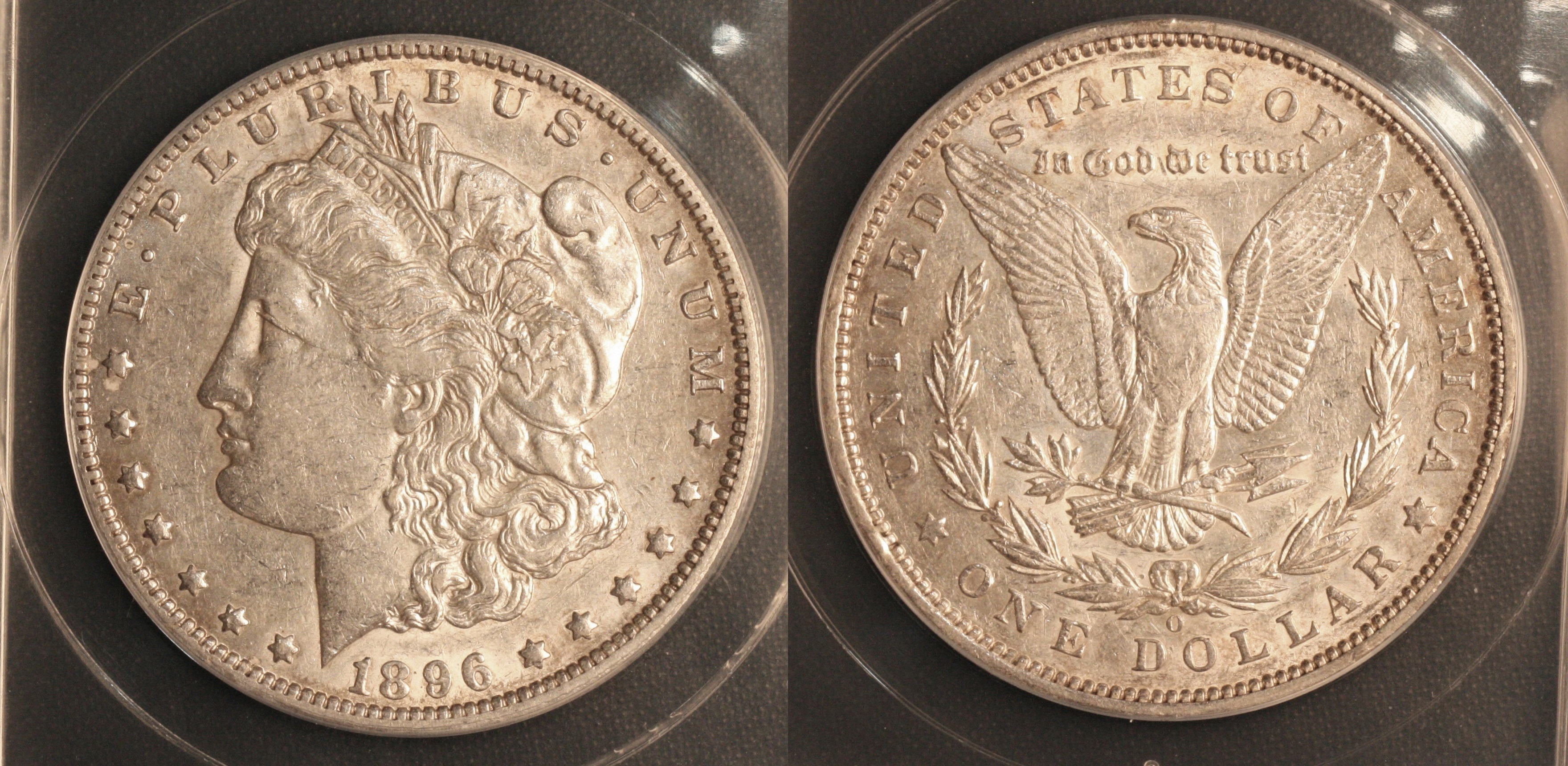 1896-O Morgan Silver Dollar ANACS AU-50 camera