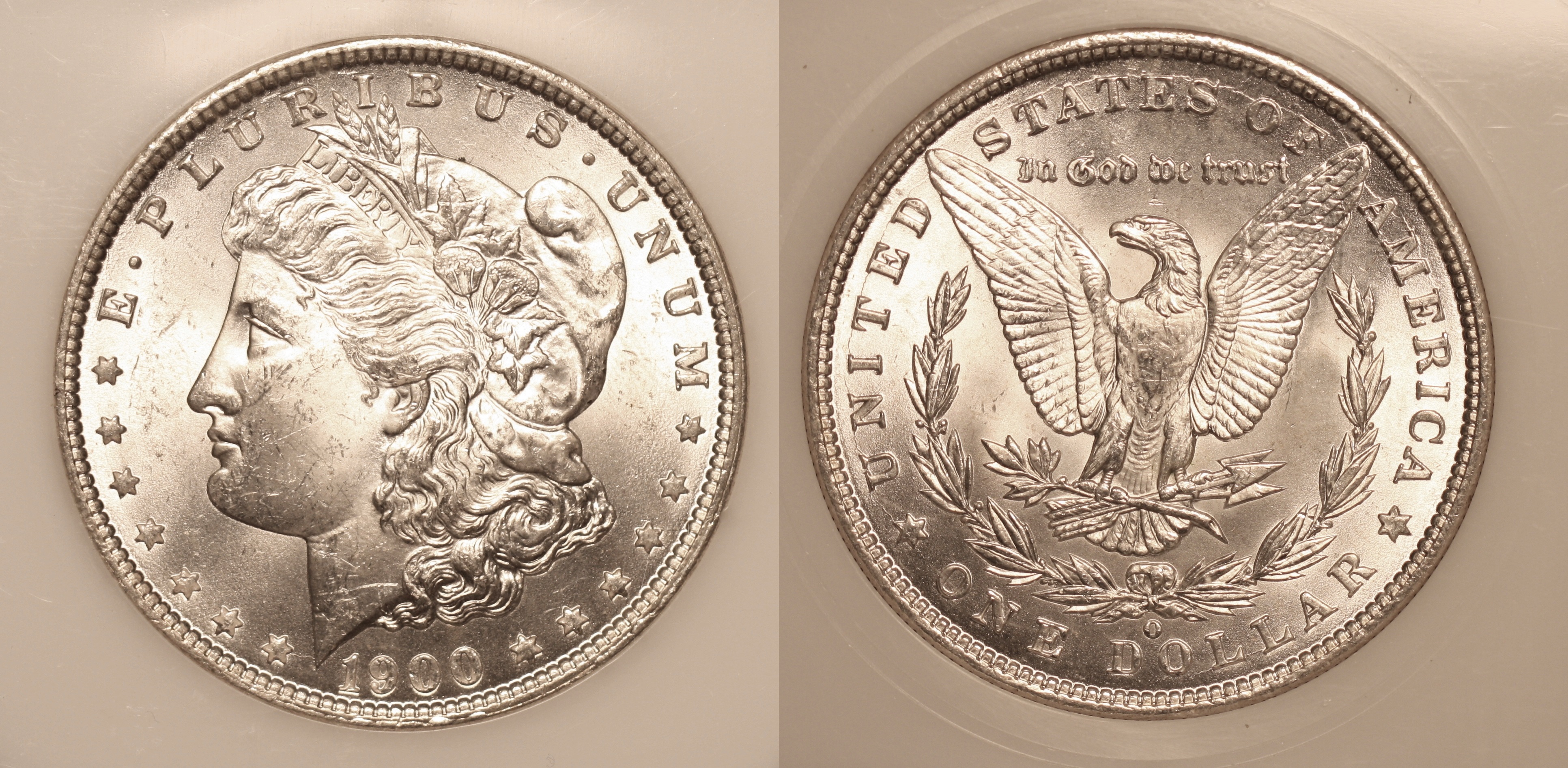 1900-O Morgan Silver Dollar PCI MS-64 camera