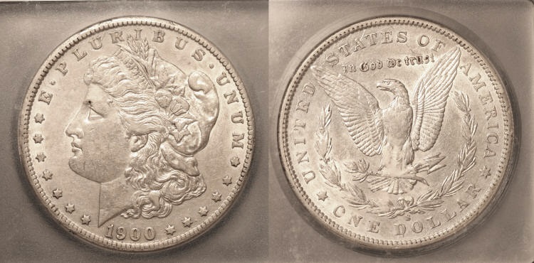 1900-S Morgan Silver Dollar ICG AU-50 camera small