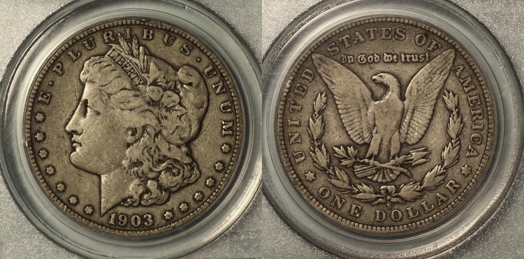 1903-S Morgan Silver Dollar PCGS Fine-15 camera small
