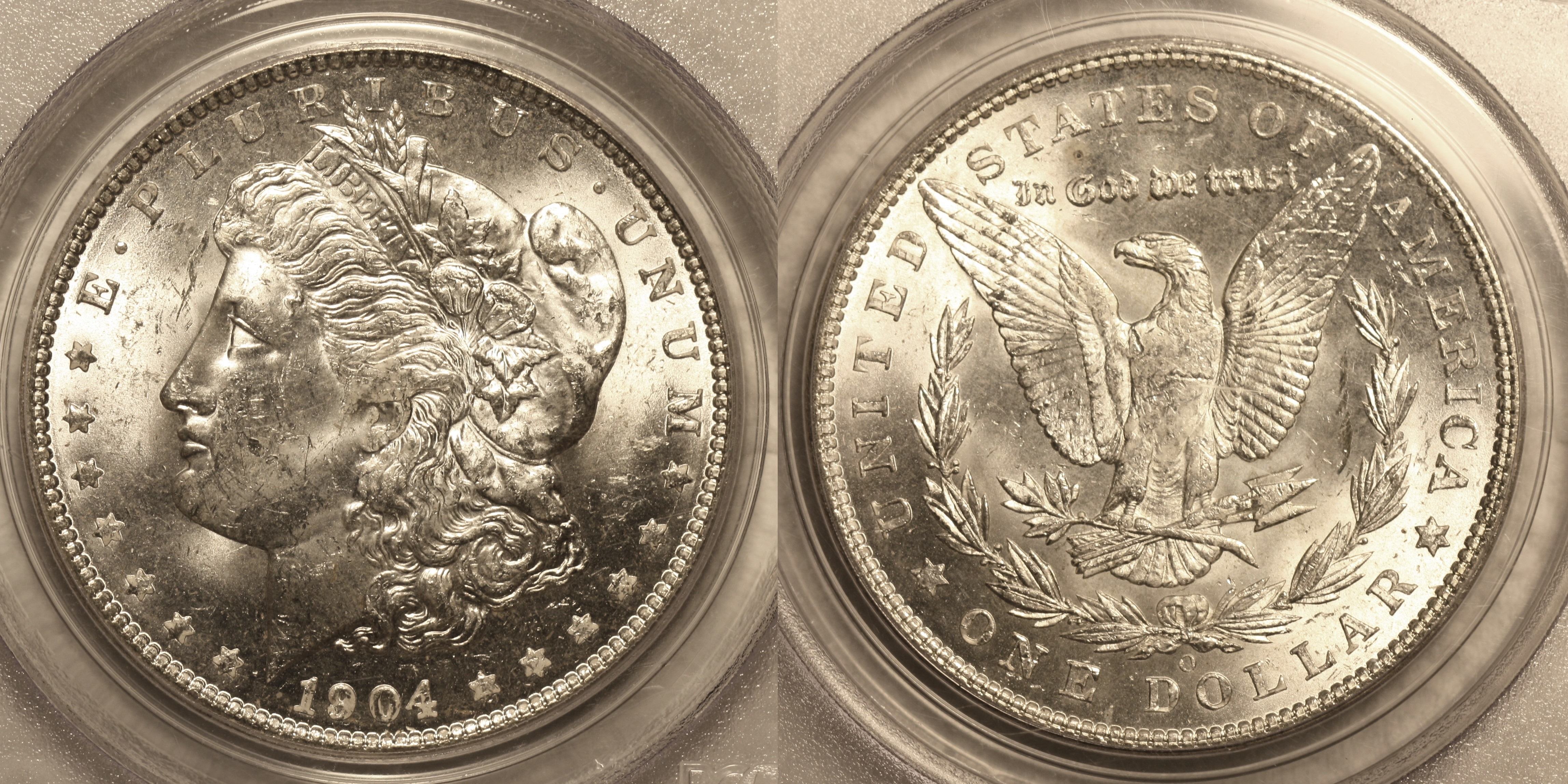 1904-O Morgan Silver Dollar PCGS MS-63 VAM-2A Clashed Obverse, O Tilted Left camera
