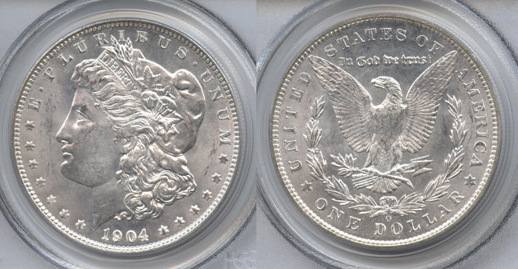 1904-O Morgan Silver Dollar PCGS MS-64 #a VAM-21 Doubled 0 and Profile, High O small