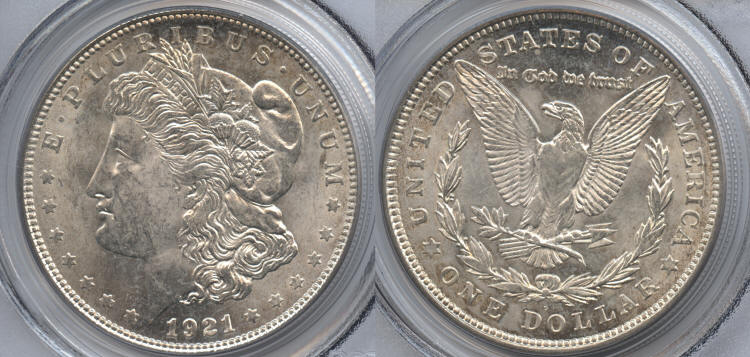 1921-D Morgan Silver Dollar PCGS MS-63 small