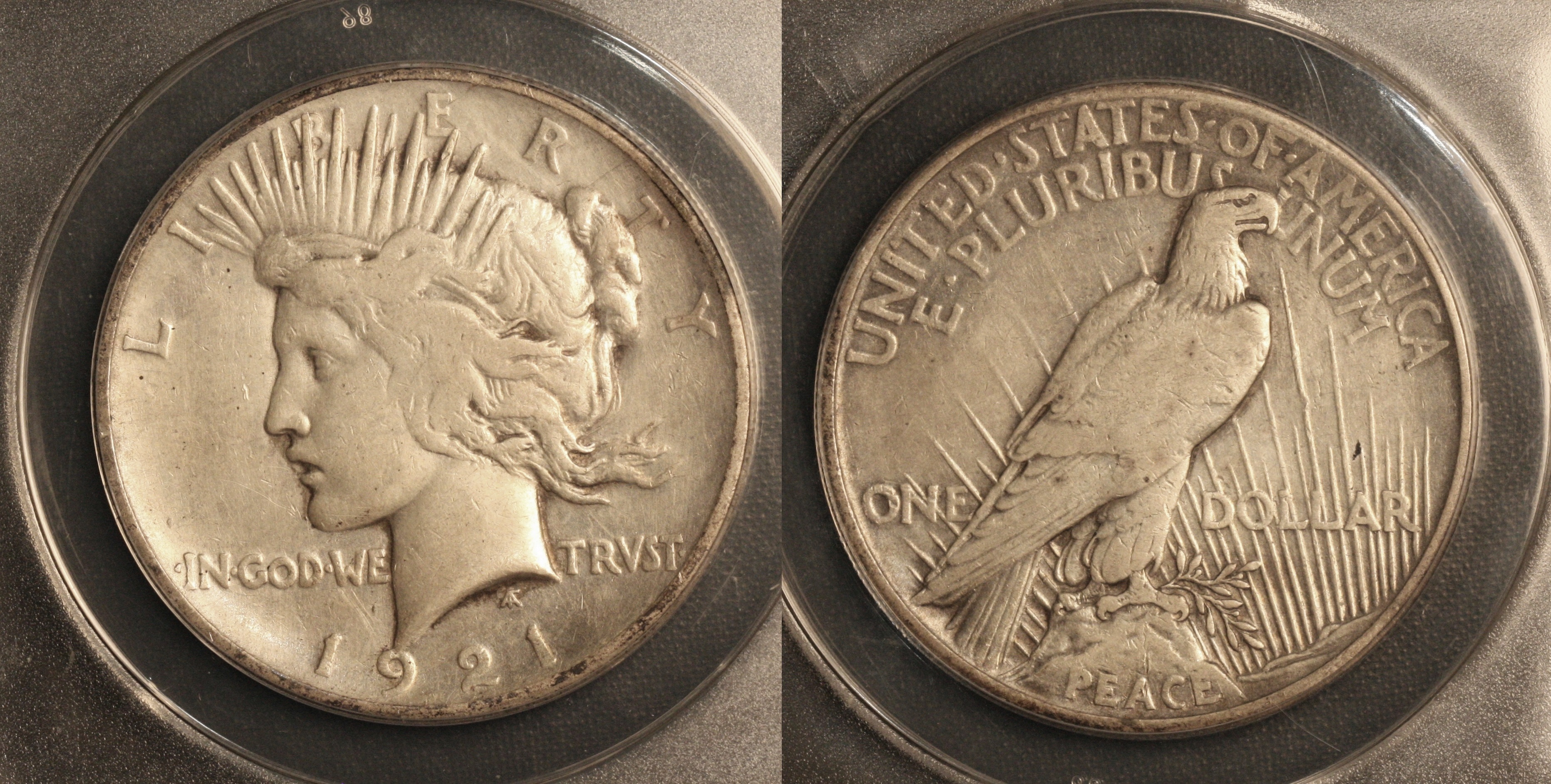 1921 Peace Silver Dollar ANACS VF-30 Details Cleaned camera