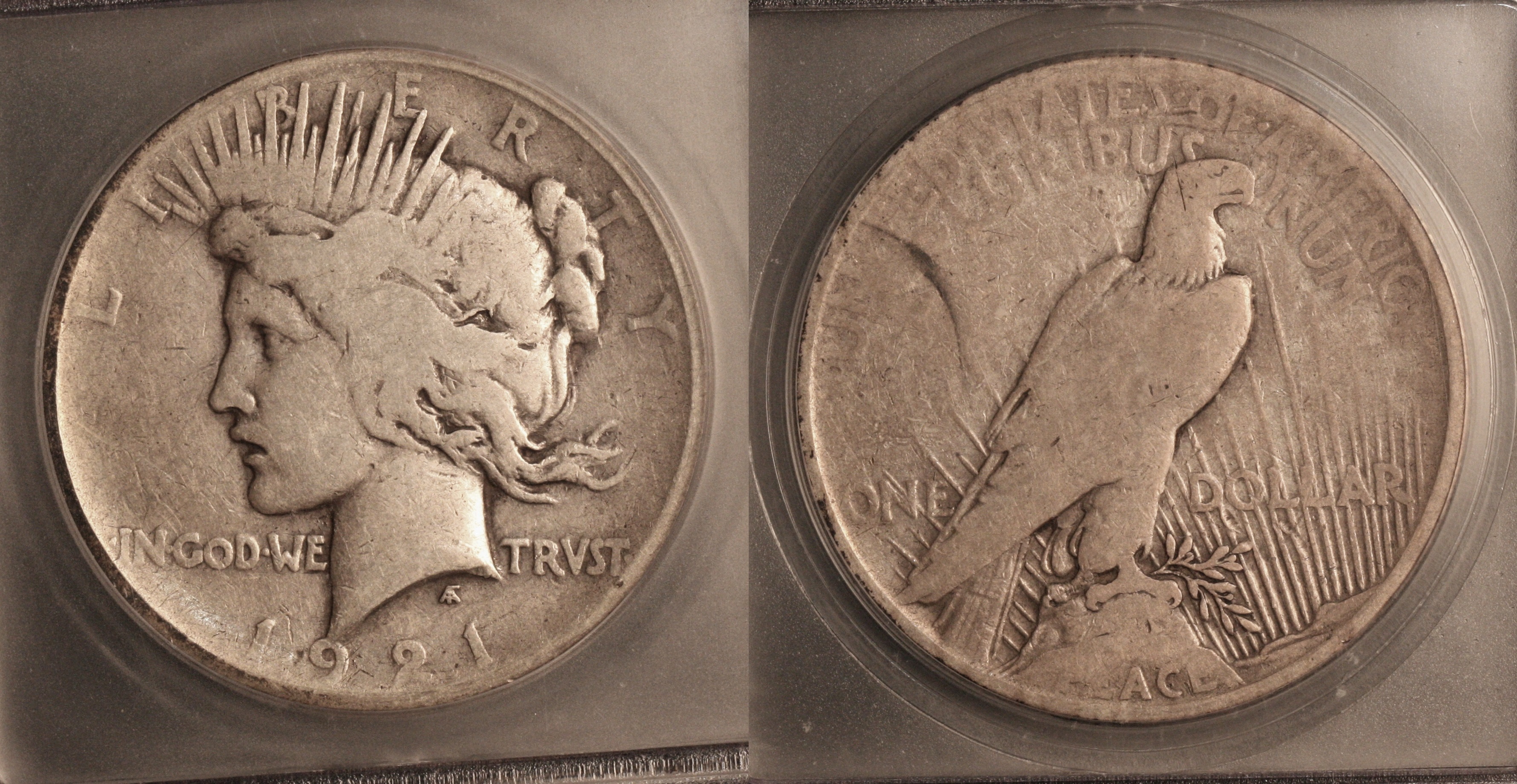 1921 Peace Silver Dollar ICG VG-8 camera