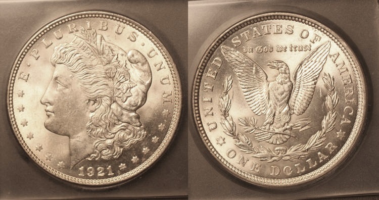 1921 Morgan Silver Dollar ICG MS-65 camera small