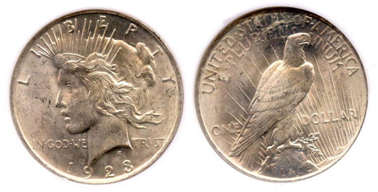 1923 Peace Silver Dollar NGC MS-62 Binion Collection small