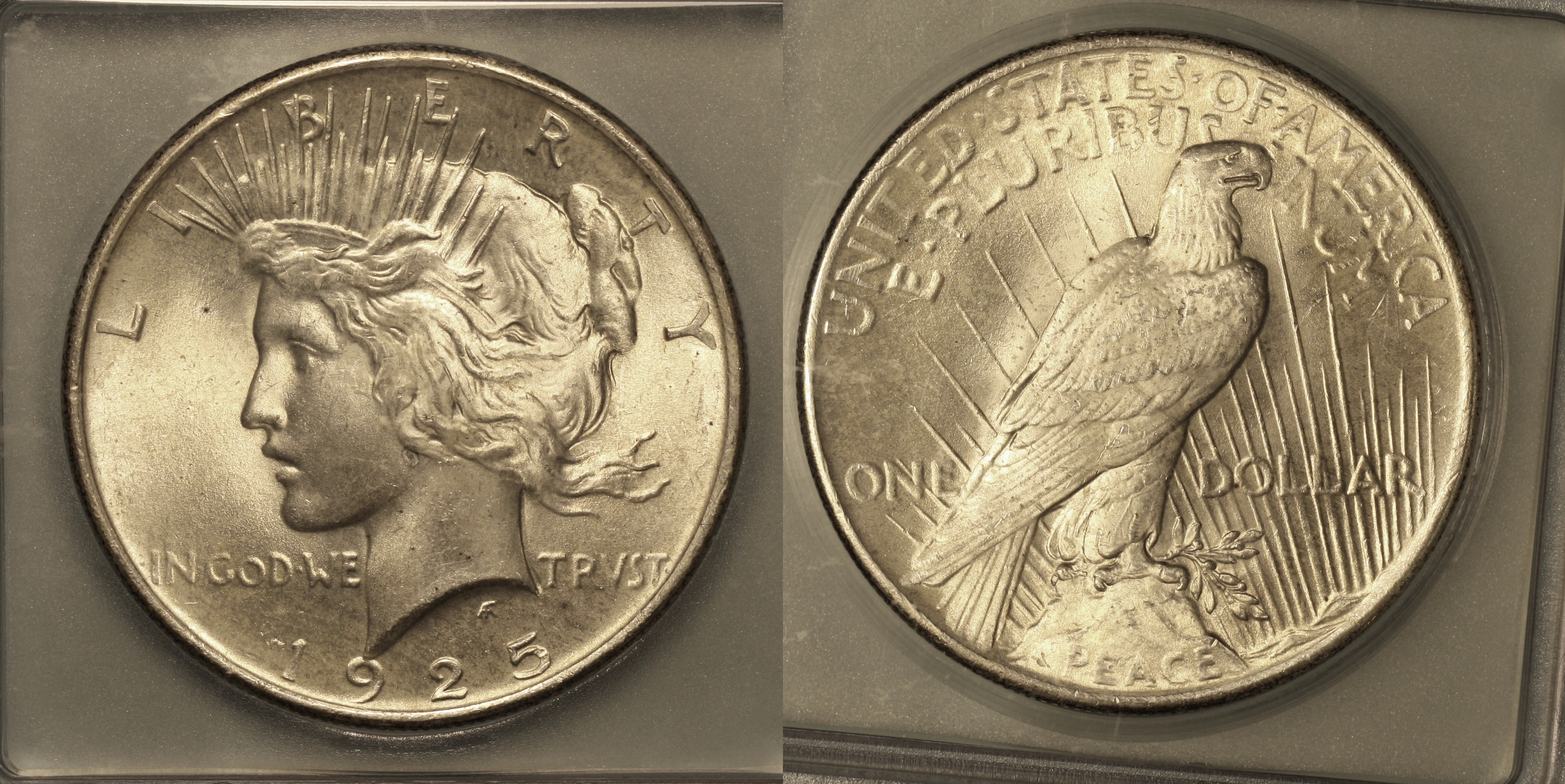 1925 Peace Silver Dollar ICG MS-64 #b camera
