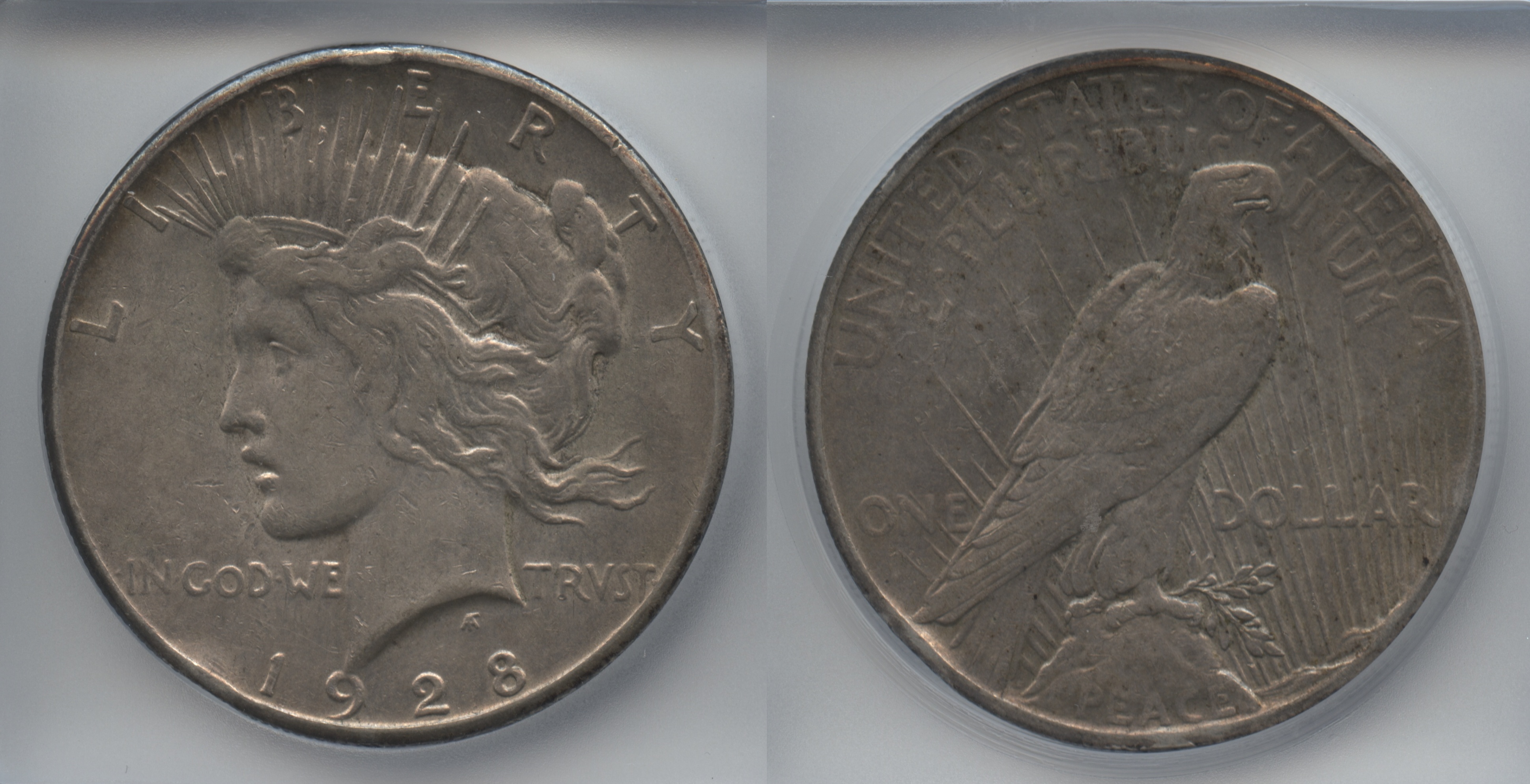 1928 Peace Silver Dollar ICG AU-50 Details