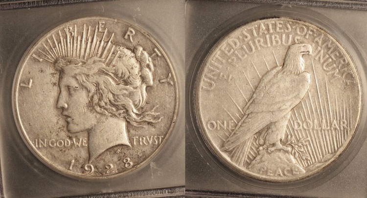 1928 Peace Silver Dollar ICG EF-40 camera small