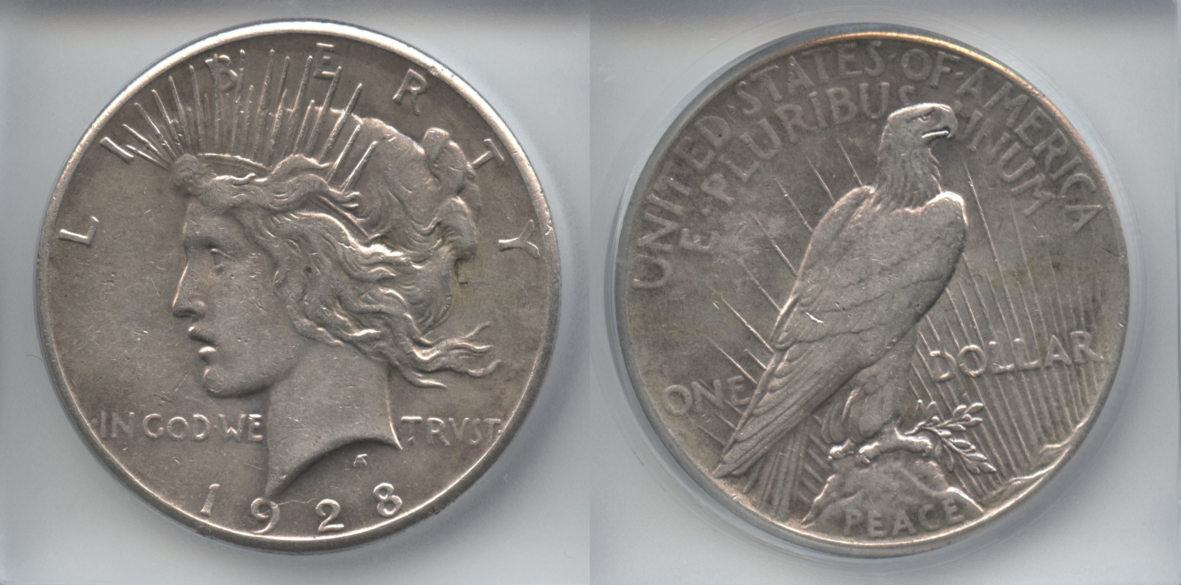 1928 Peace Silver Dollar ICG EF-45
