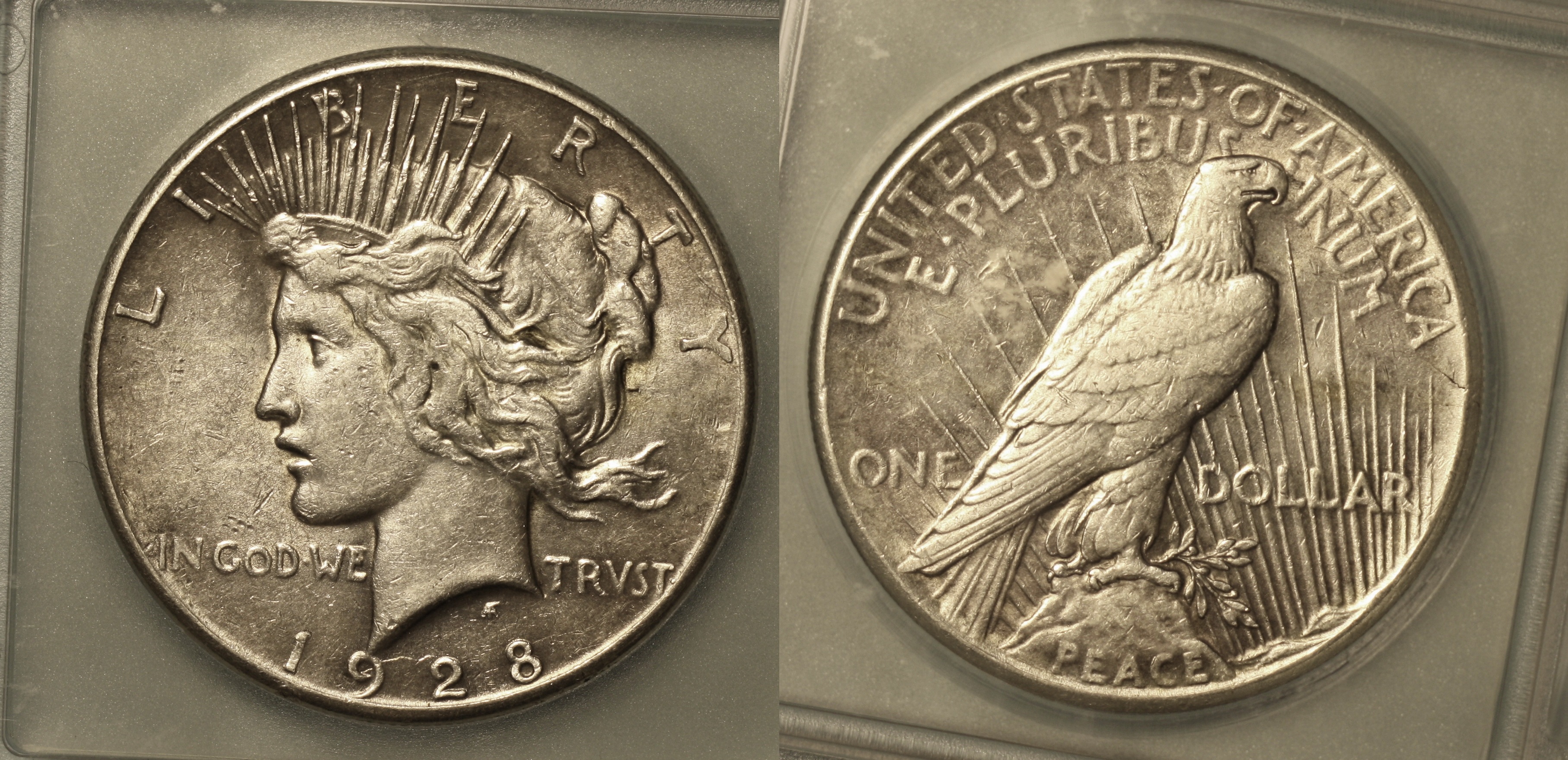 1928 Peace Silver Dollar ICG EF-45 camera