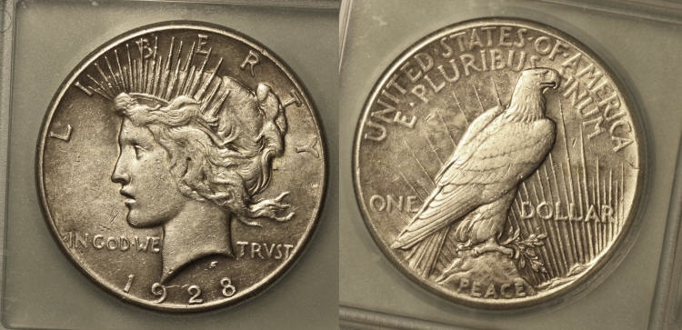 1928 Peace Silver Dollar ICG EF-45 camera small