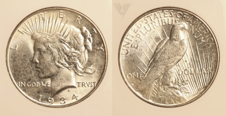 1934-D Peace Silver Dollar ANACS MS-63 camera small