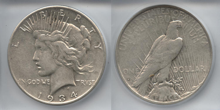 1934-S Peace Silver Dollar ICG VF-35 small