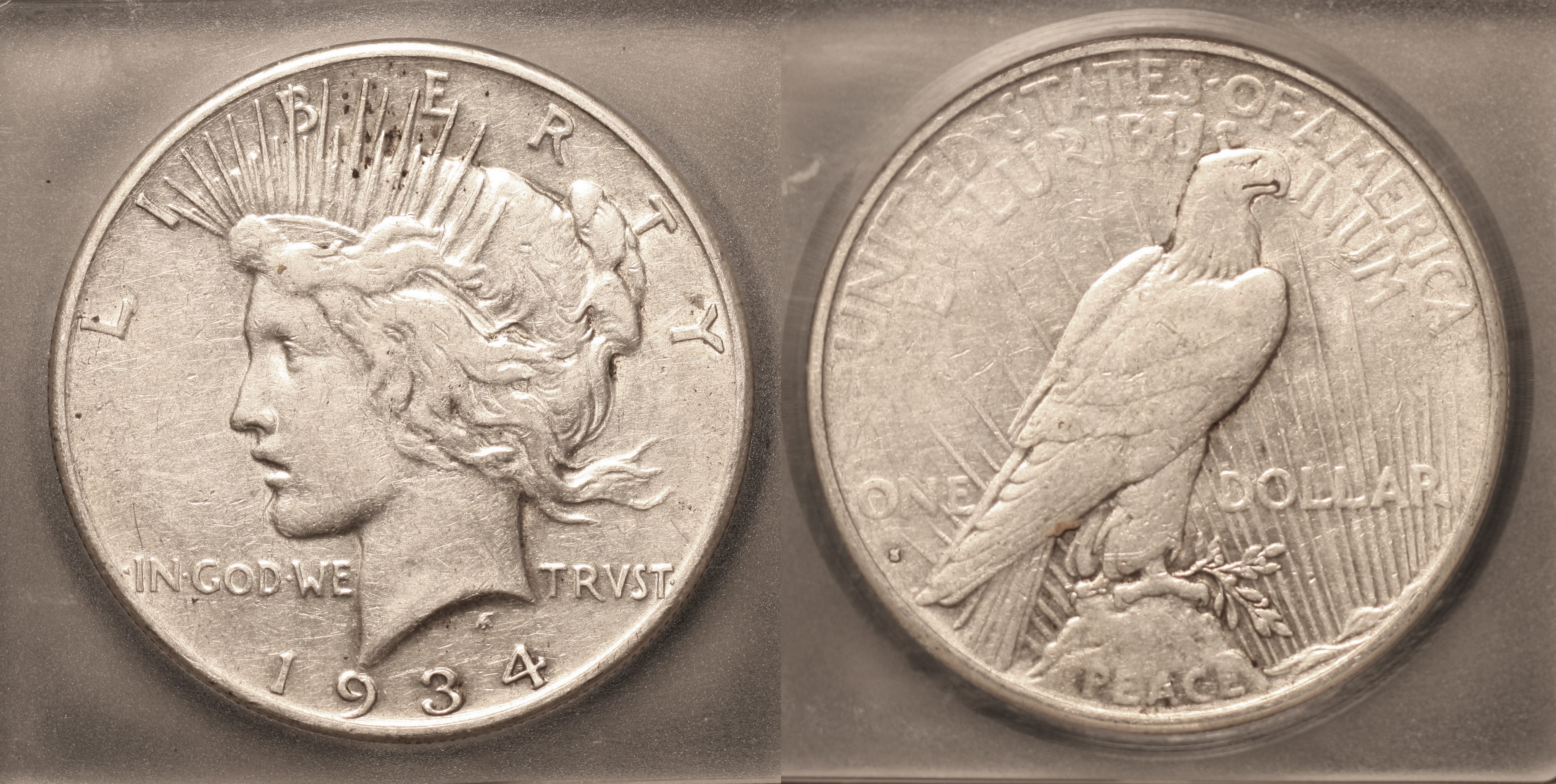 1934-S Peace Silver Dollar ICG VF-35 camera