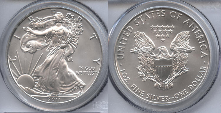 2011 San Francisco Silver Eagle Dollar PCGS MS-70 small