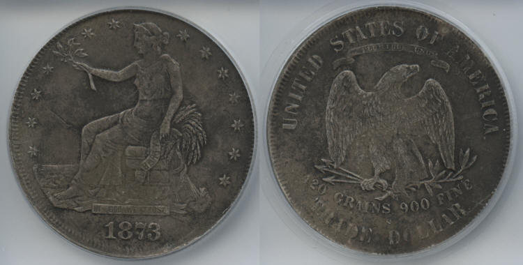 1873-S Trade Dollar ICG Not Genuine small