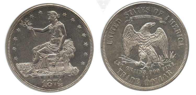 1874-CC Trade Dollar ANACS MS-60 small