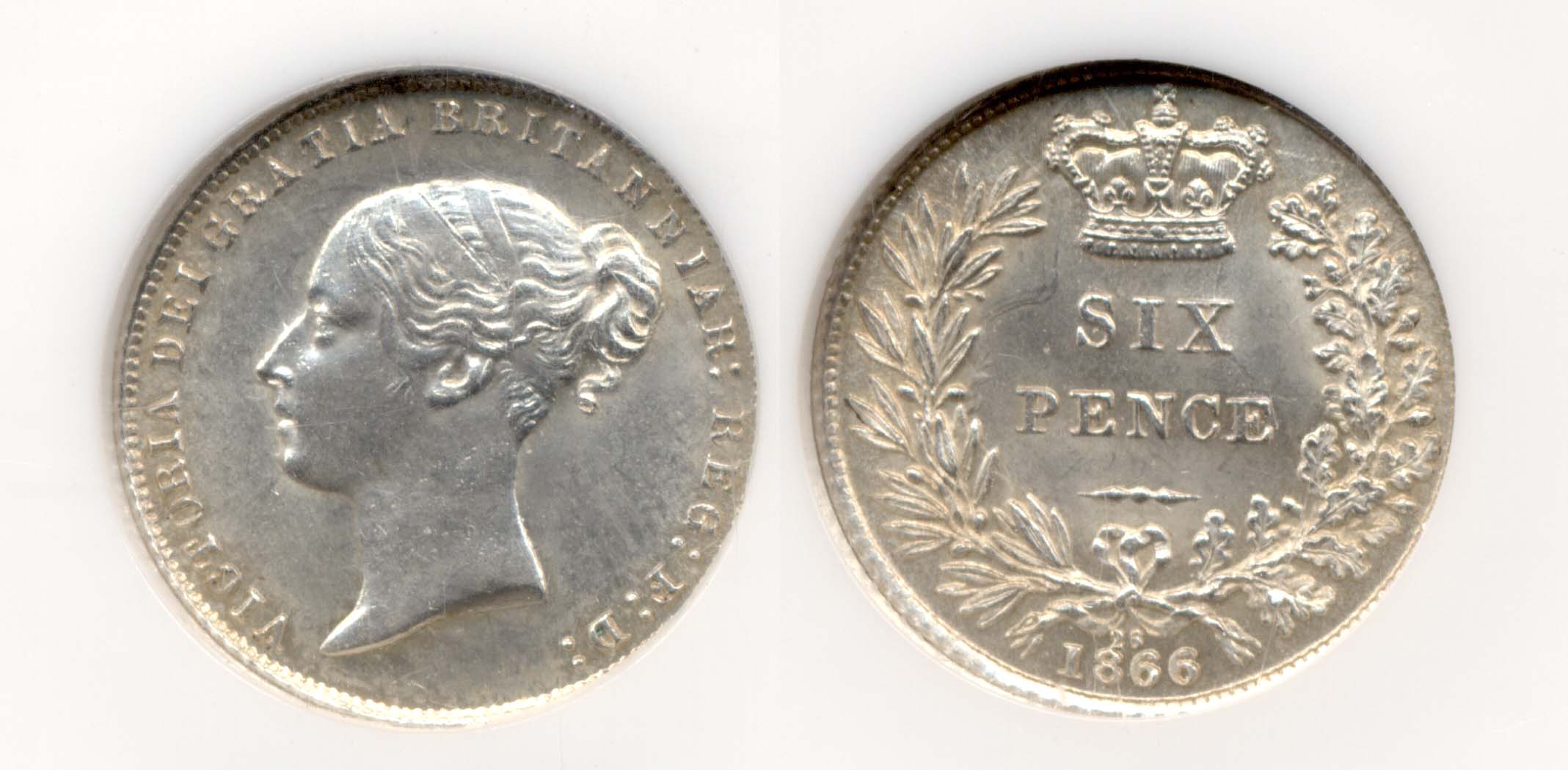 1866 Great Britain 6 Pence NGC MS-63