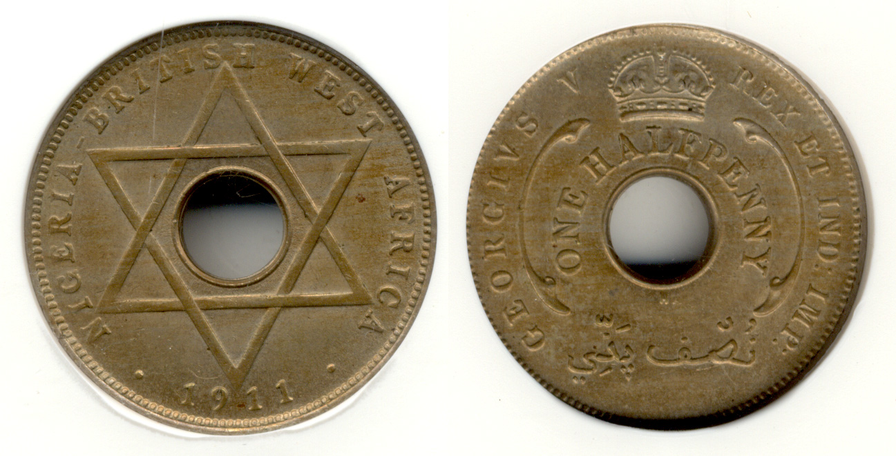Nigeria 1911-H 1/2 Penny ANACS MS-63