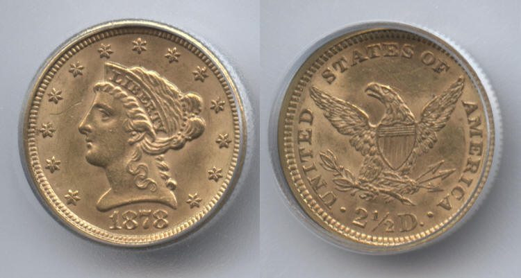 1878 Gold $2.50 Quarter Eagle ICG MS-61 small