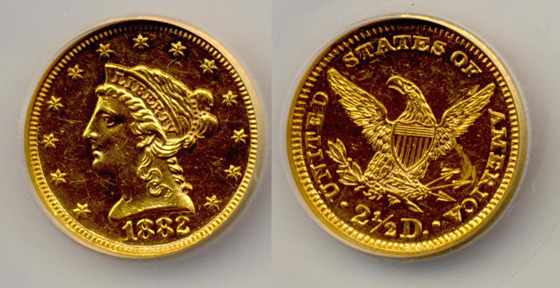 1882 Gold Quarter Eagle SEGS Proof-62