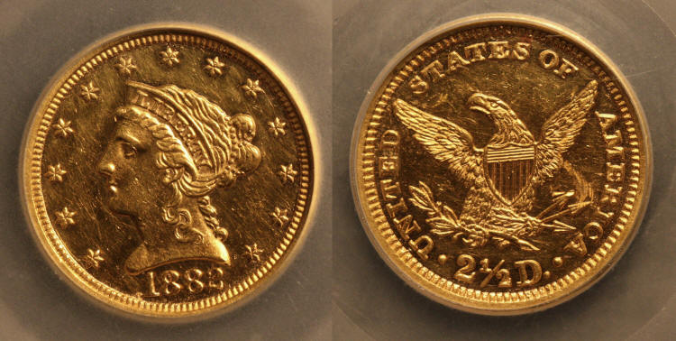 1882 Gold Quarter Eagle SEGS Proof-62 camera small
