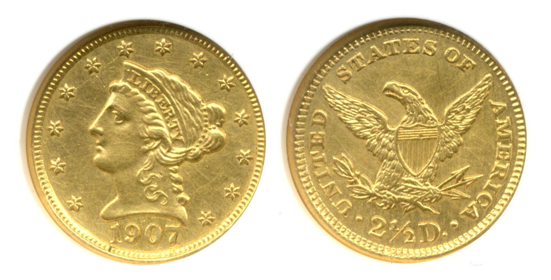 1907 $2.50 Gold Quarter Eagle ANACS net VF-20