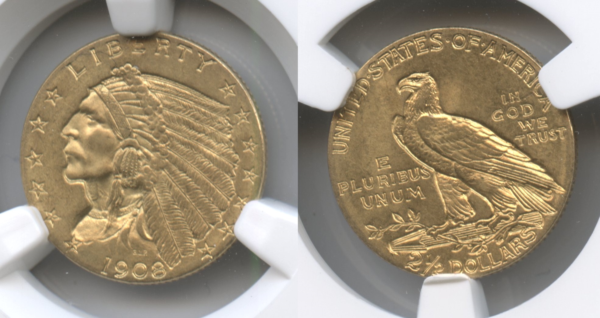 1908 Indian Head Gold Quarter Eagle NGC MS-64