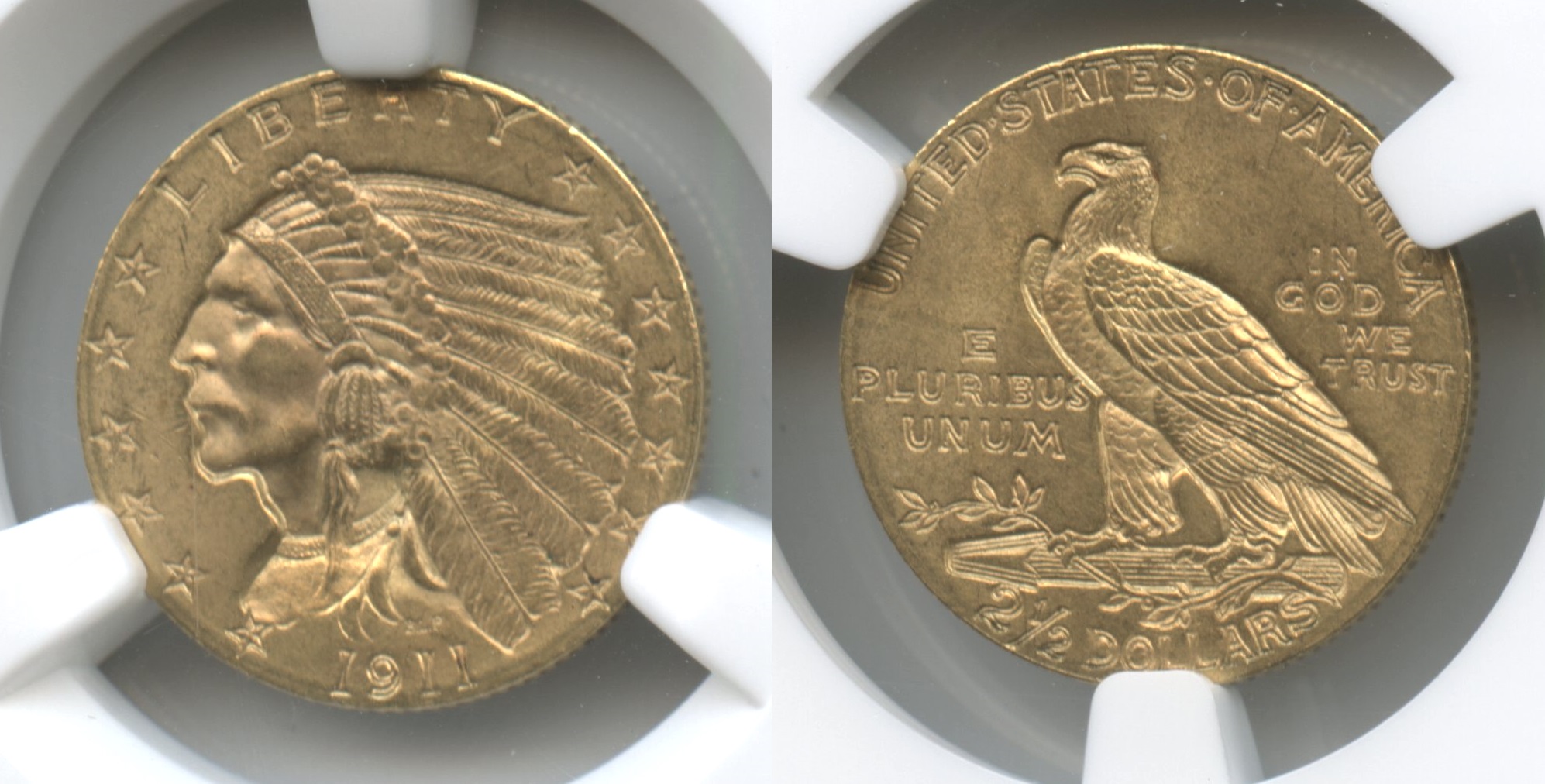 1911 Indian Head Gold Quarter Eagle NGC MS-64