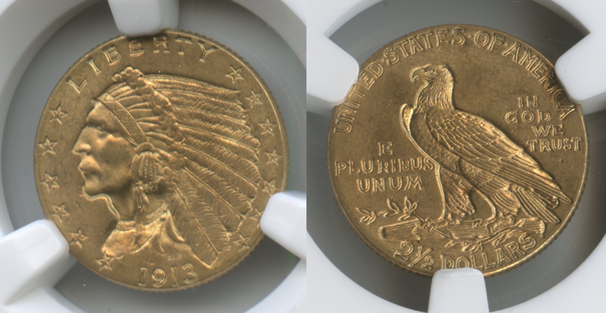 1913 Indian Head Gold Quarter Eagle NGC MS-64