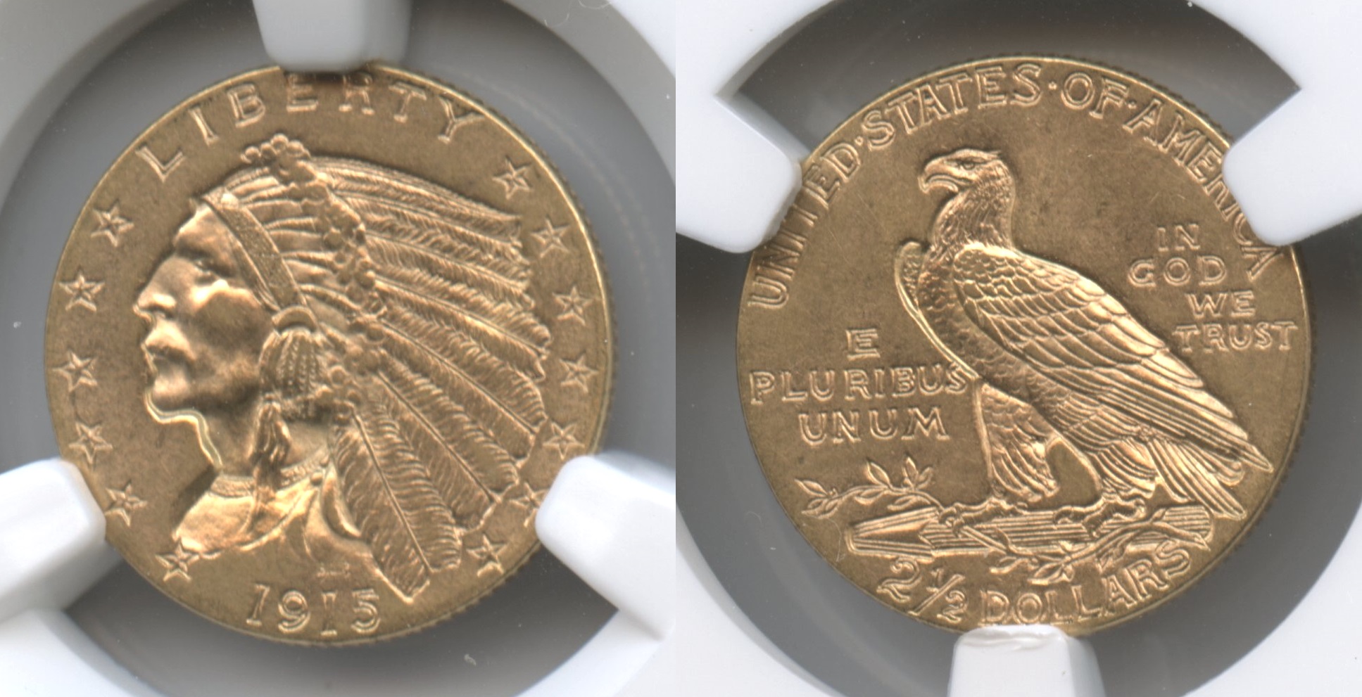 1915 Indian Head Gold Quarter Eagle NGC MS-64