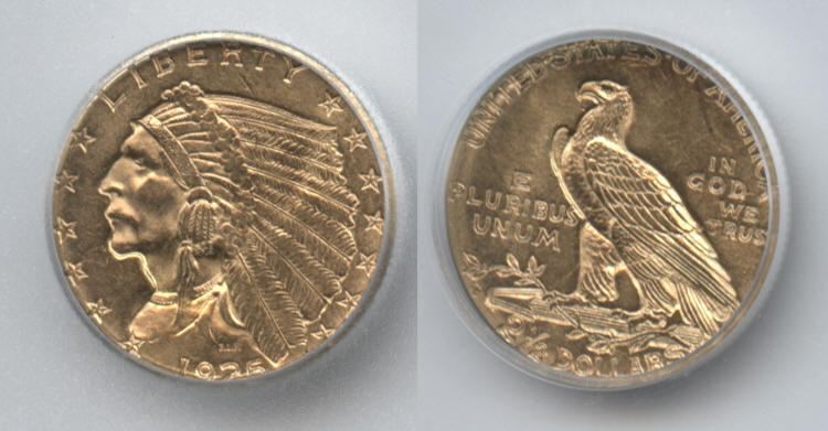 1925-D Indian Head Gold $2.50 Quarter Eagle ICG MS-62 small