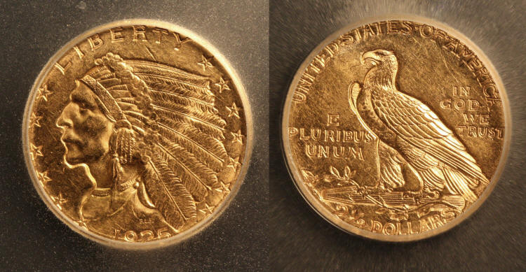 1925-D Indian Head Gold $2.50 Quarter Eagle ICG MS-62 camera small
