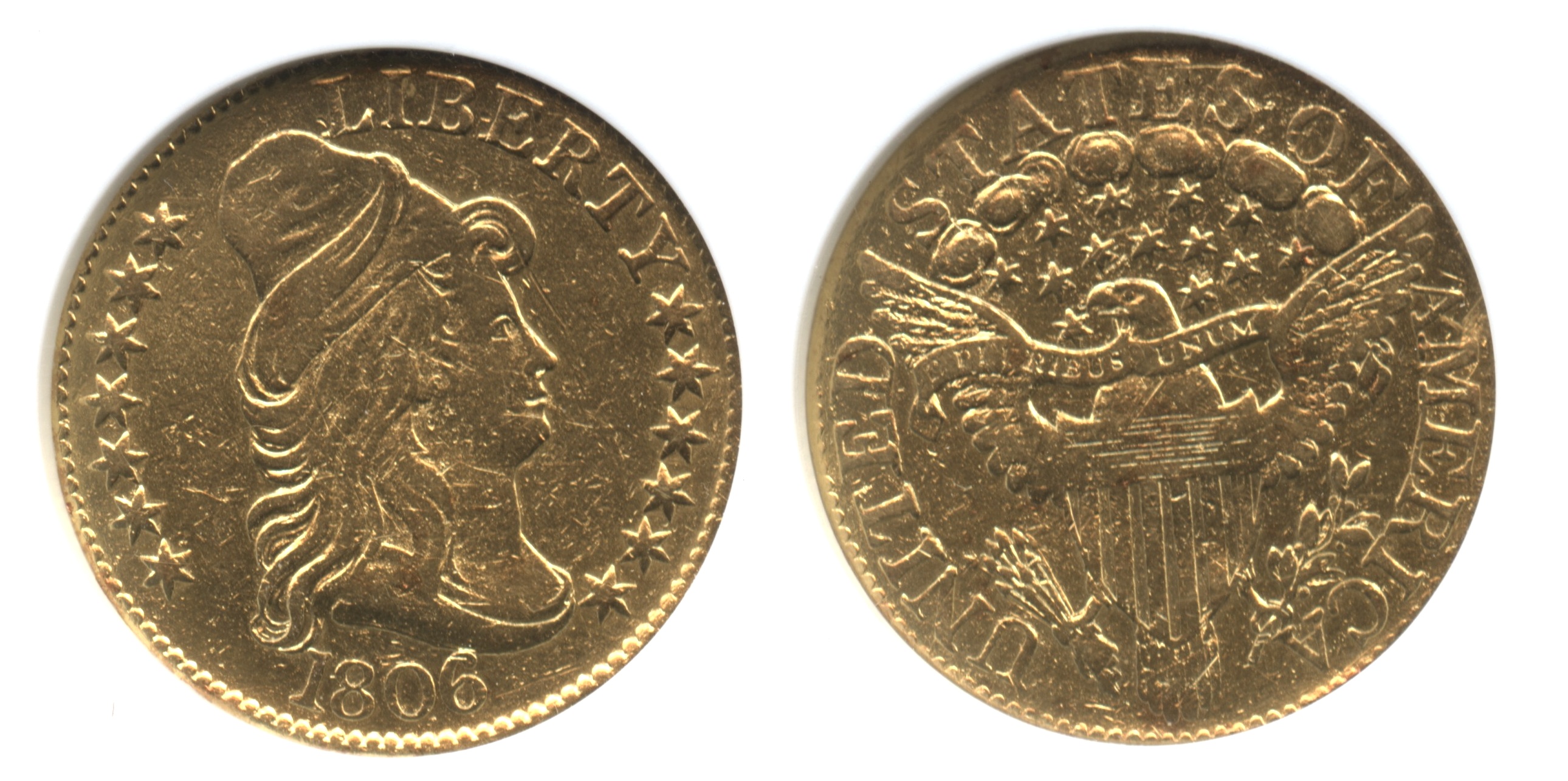 1806 Gold $5.00 Turban Head Half Eagle ANACS EF-40 Details net VF-20