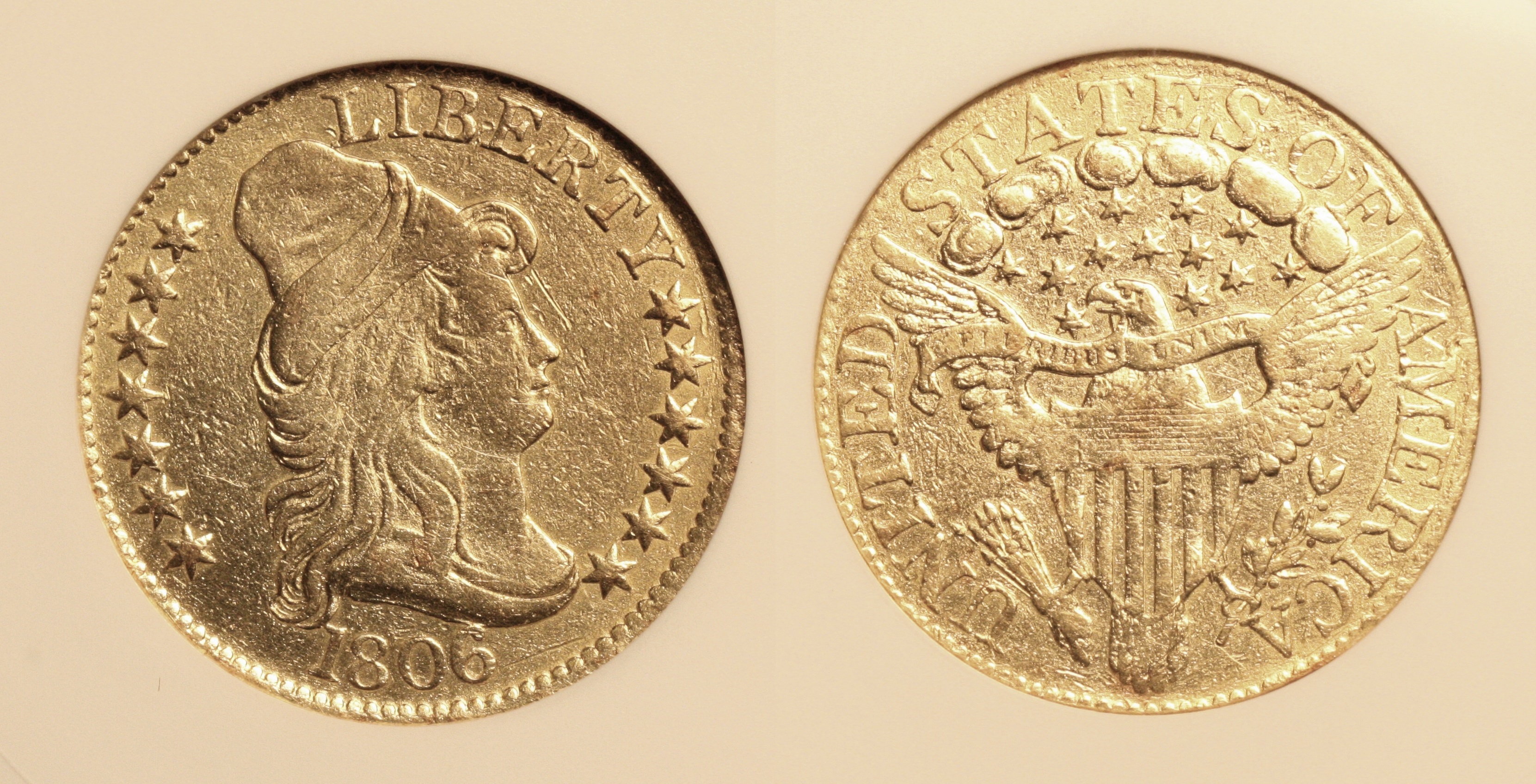 1806 Gold $5.00 Turban Head Half Eagle ANACS EF-40 Details net VF-20 camera