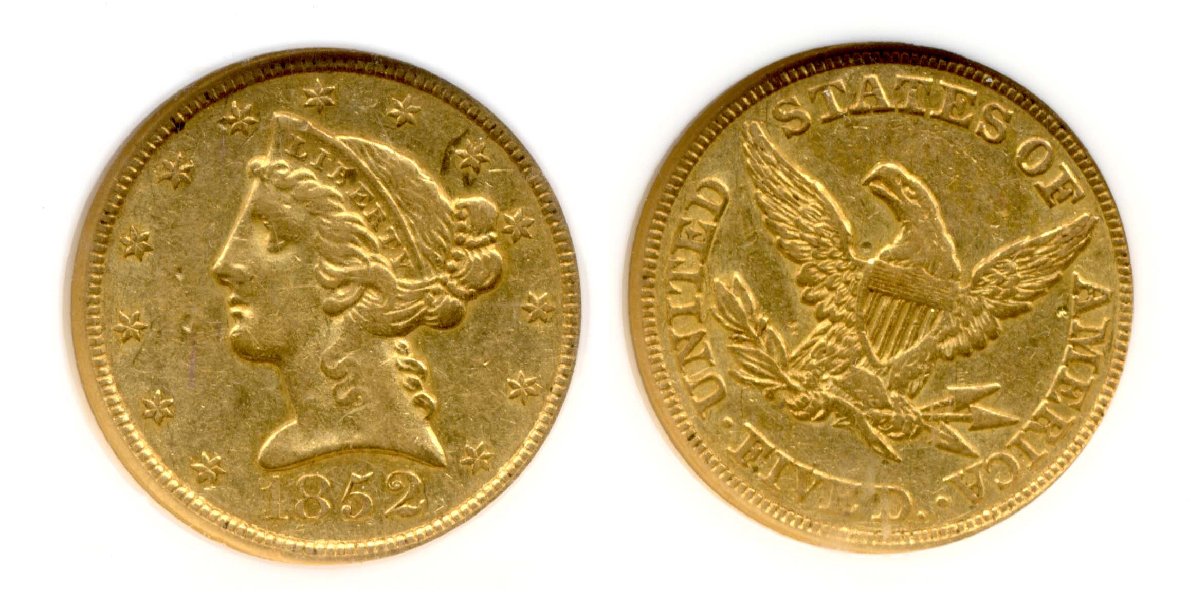 1852 Gold $5.00 Half Eagle NGC EF-45