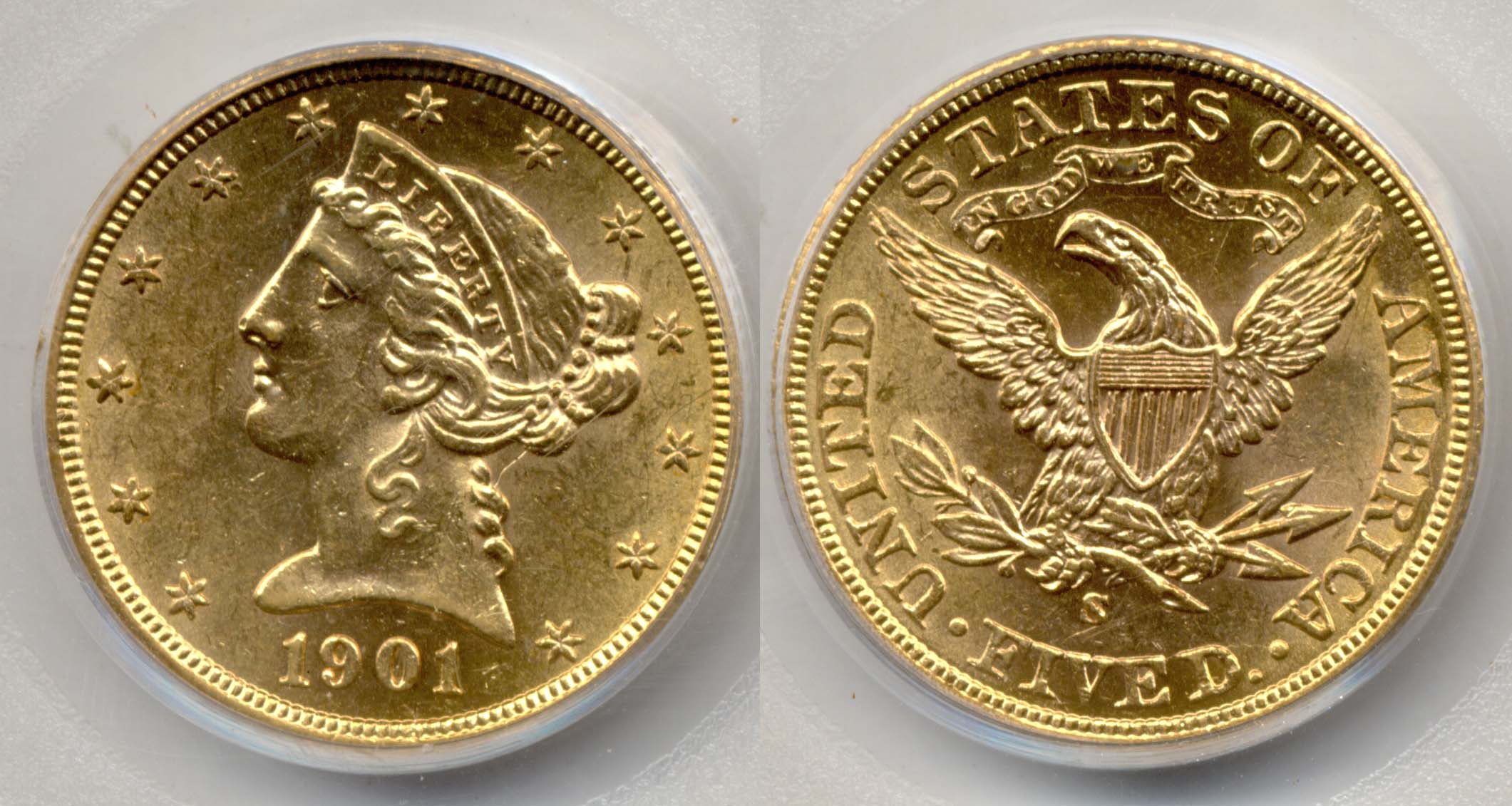 1901-S Five Dollar Gold Half Eagle PCGS MS-60