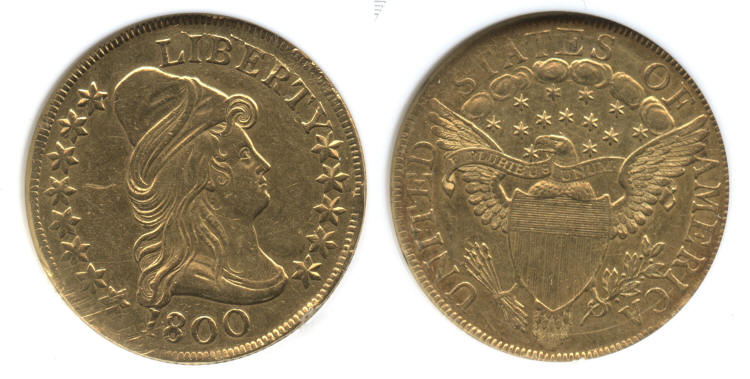 1800 $10 Turban Head Capped Bust Right Gold Eagle ANACS AU Details small