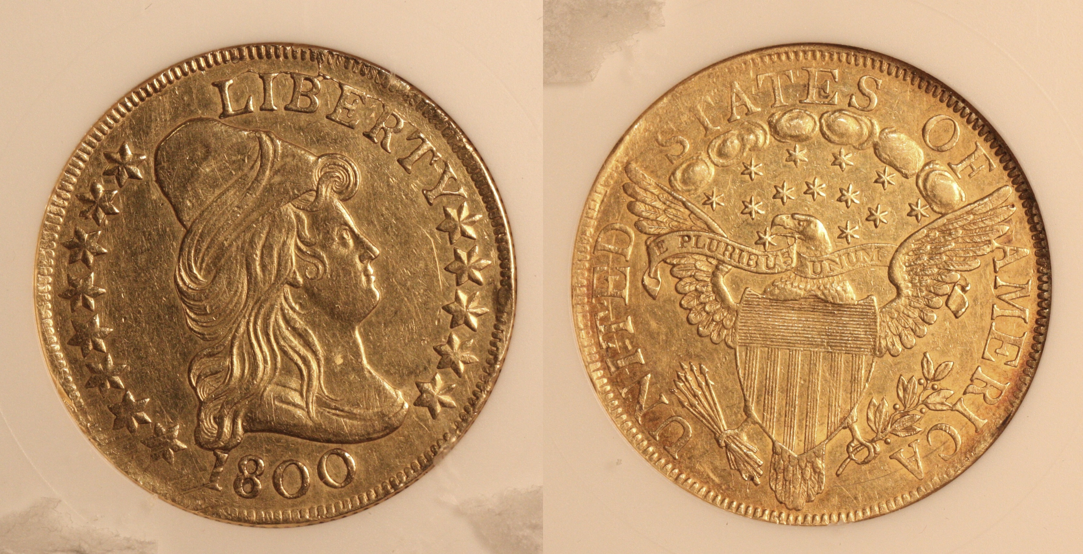 1800 $10 Turban Head Capped Bust Right Gold Eagle ANACS AU Details camera