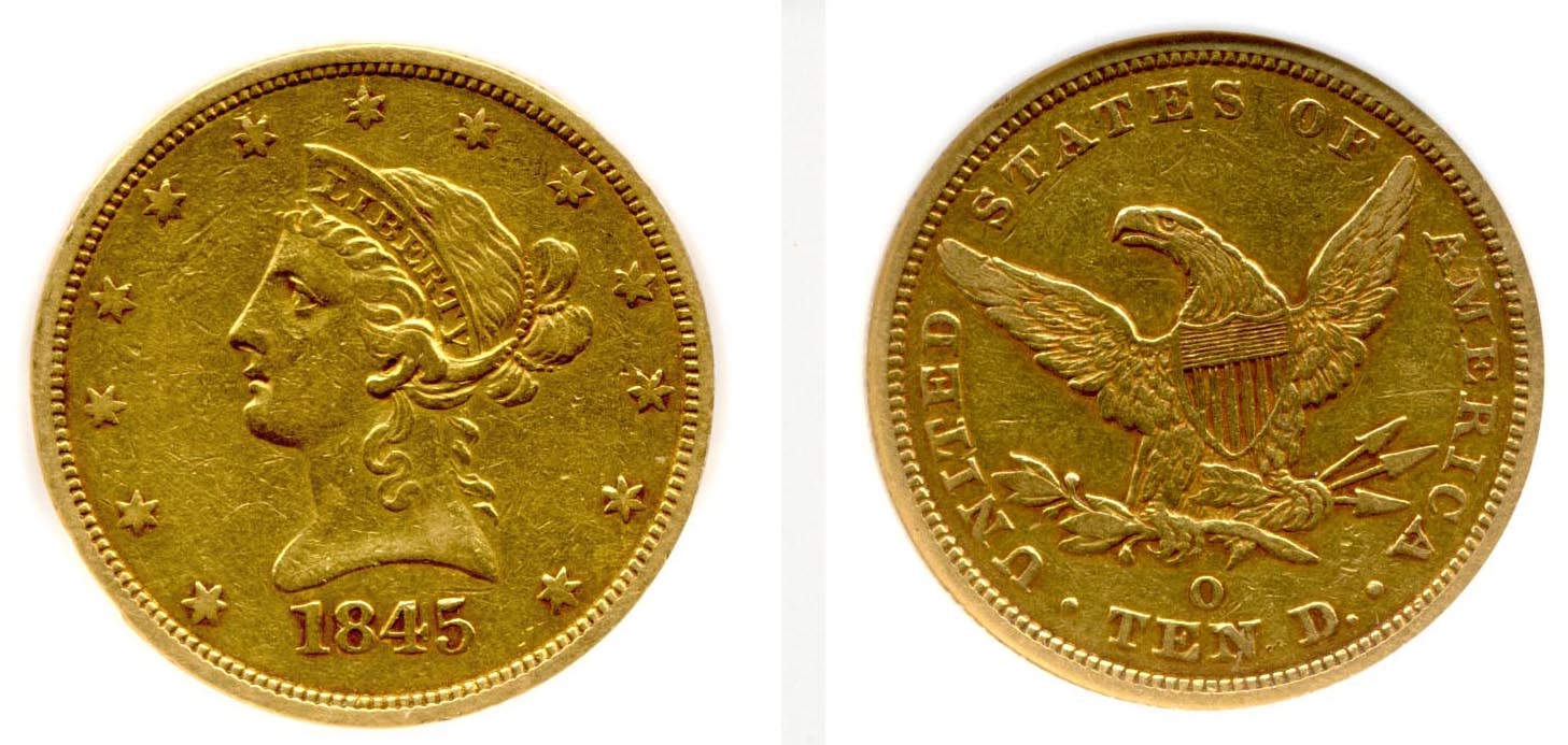 1845-O Gold $10.00 Eagle PCI EF-40
