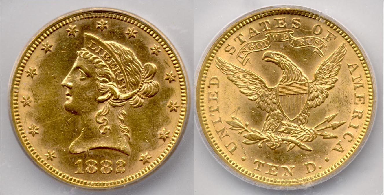 1882 Gold $10.00 Eagle ICG MS-62